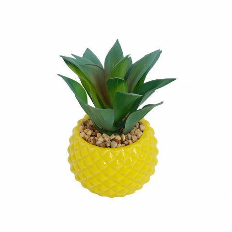 Karaca Home Artificial Succulent in Pineapple Ceramic Pot, Yellow Green