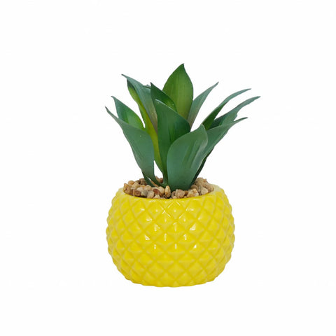 Karaca Home Artificial Succulent in Pineapple Ceramic Pot, Yellow Green