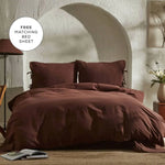 Karaca Home 4 Elements 100% Turkish Cotton Duvet Cover Set with Bed Sheet, Double, Dark Brown