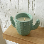 Karaca Home Organic Cactus Ceramic Candle Holder, 14cmx8cmx10cm, Green