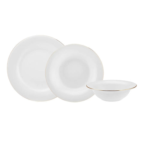 Karaca Ayla 16-Piece Porcelain Dinner Set for 4 People, White Gold