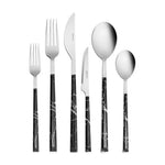 Karaca Leda 36-Piece Stainless Steel Cutlery Set for 6 People, Black Multi