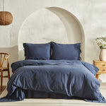 Karaca Home 4 Elements 100% Turkish Cotton Duvet Cover Set with Bed Sheet, Double, Navy Blue