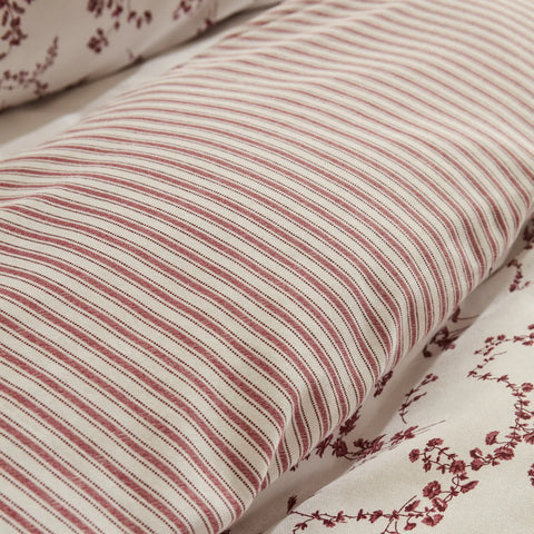 Karaca Home Dogasever Ivy 100% Turkish Cotton Cotton Transformation Duvet Cover Set with Bed Sheet, Single, Burgundy Multi