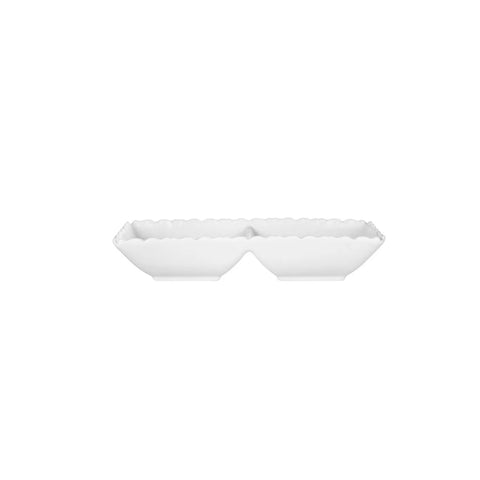 Karaca Ivy Porcelain 2-Compartment Snack Bowl, 19cm, White