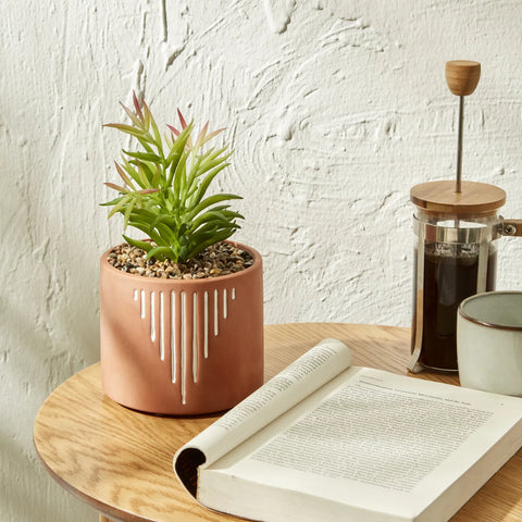 Karaca Home Simple Artificial Plant in Ceramic Pot, 23cm, Brown White Green