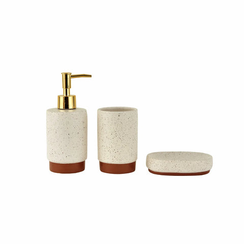 Karaca Home Palau Ceramic Bathroom Accessories Set, 3 Piece, White