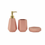 Karaca Home Ruby Ceramic Bathroom Accessories Set, 3 Piece, Pink