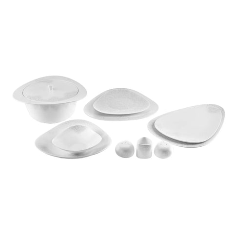 Karaca Fine Pearl Extra 50th Anniversary Collection Helen 62-Piece Dinner Set for 12 People, White