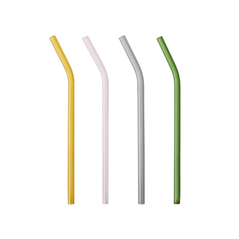 Karaca Joy Glass Straw, 4 Piece, 10cm, Multi