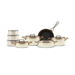 Karaca Kristal 16-Piece Enamel Induction Cookware Set, Cream Gold