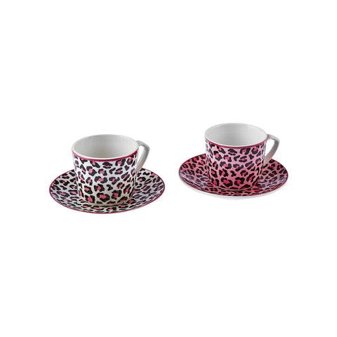 Karaca Britney 4-Piece Porcelain Espresso Turkish Coffee Cup Set for 2 People, 80ml, White Multi