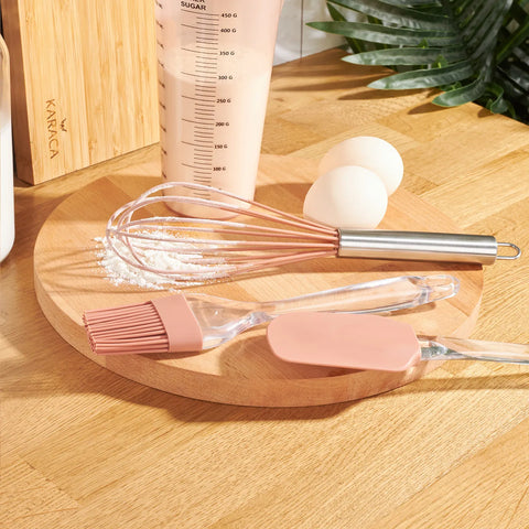 Karaca Taffy Cake Baking Utensil Set, 4 Piece, Pink Silver