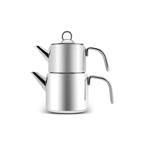 Karaca Stainless Steel Induction Teapot Set, Medium, Silver