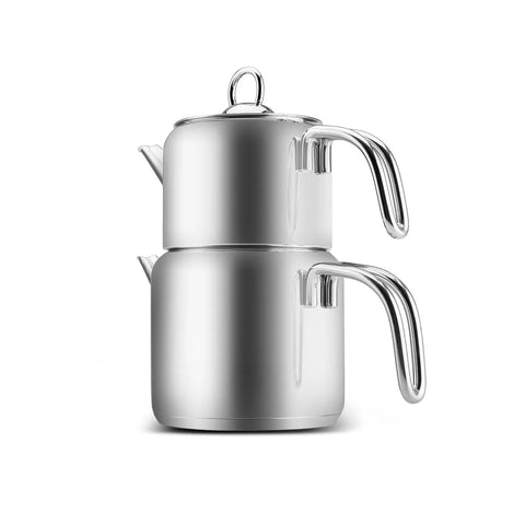 Karaca Stainless Steel Induction Teapot Set, Medium, Silver