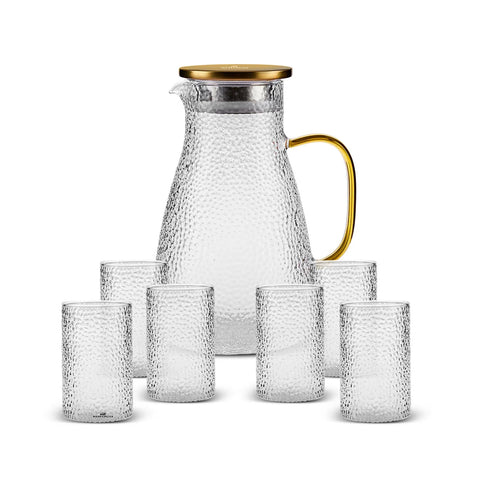 Karaca Como Glass Set for 6 People, 7 Piece, Transparent Gold