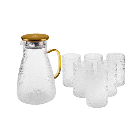 Karaca Como Glass Set for 6 People, 7 Piece, Transparent Gold