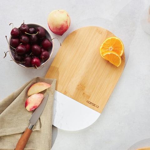 Karaca Spin Bamboo Chopping Board, Small, Wood White