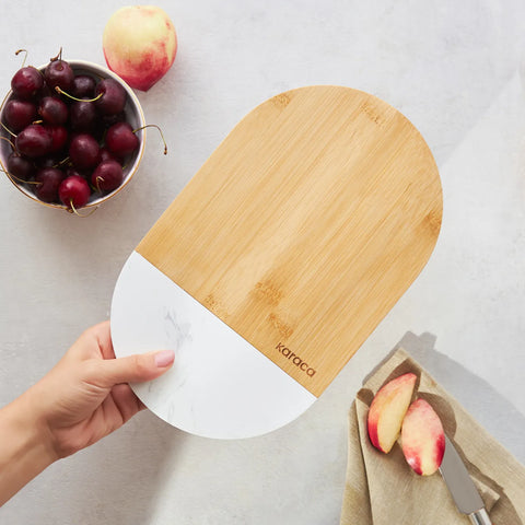 Karaca Spin Bamboo Chopping Board, Small, Wood White