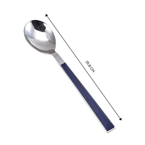 Karaca Salzburg Stainless Steel Dessert Spoon, 15.8cm, Indigo Silver