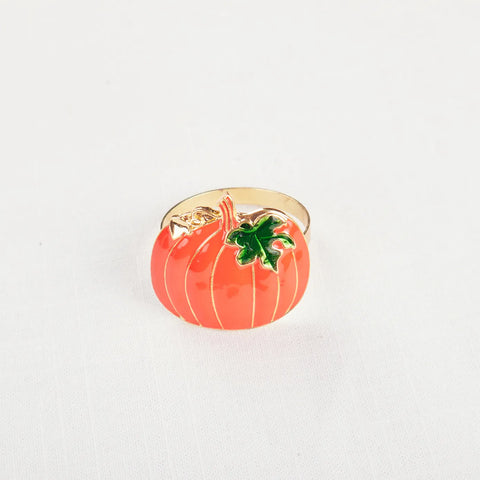 Karaca Halloween Pumpkin Napkin Ring Set, 2 Piece, 6.5cm, Orange Multi