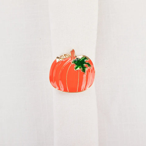 Karaca Halloween Pumpkin Napkin Ring Set, 2 Piece, 6.5cm, Orange Multi