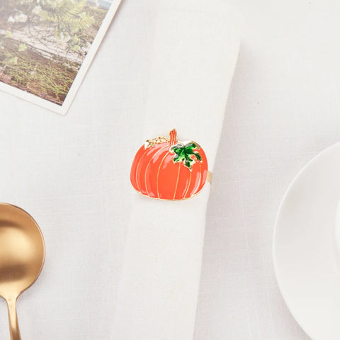 Karaca Halloween Pumpkin Napkin Ring Set, 2 Piece, 6.5cm, Orange Multi