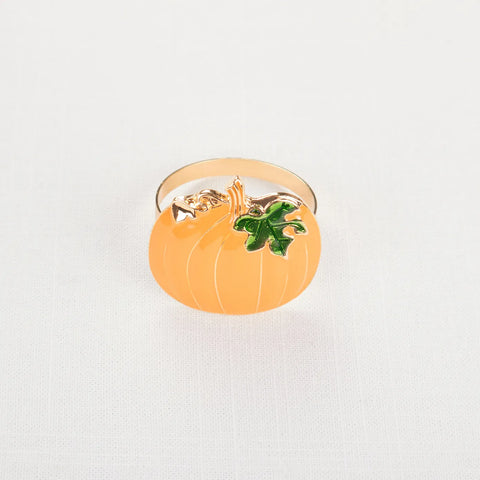 Karaca Halloween Pumpkin Napkin Ring Set, 2 Piece, 6.5cm, Yellow Multi