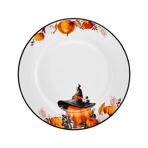 Karaca Halloween Pumpkin Porcelain Dinner Plate, 27cm, White Multi