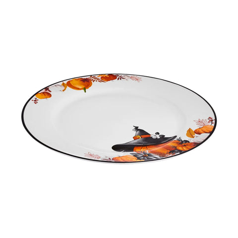 Karaca Halloween Pumpkin Porcelain Dinner Plate, 27cm, White Multi