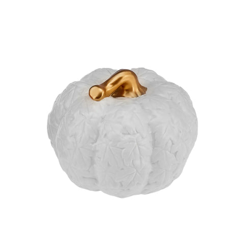 Karaca Halloween Pumpkin Ceramic Decorative Trinket, 17cm, White Gold