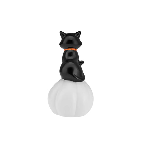 Karaca Halloween Ceramic Led Light Trinket, 20cm, White Black