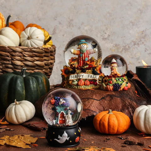 Karaca Halloween Harvest Ceramic Snow Globe, 65mm, Multi