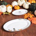 Karaca Halloween Cat Pumpkin Porcelain Serving Platter, 30cm, White Multi