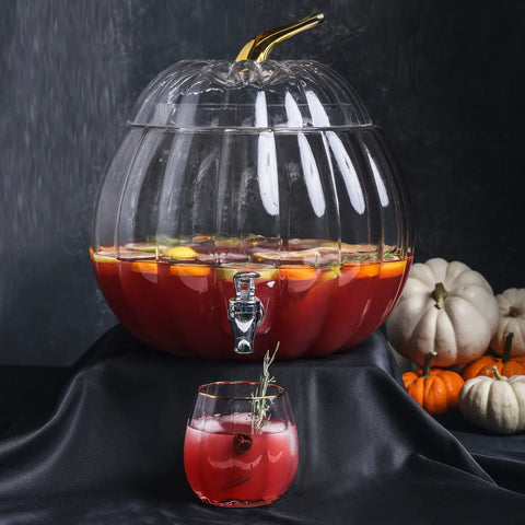 Karaca Halloween Glass Water Dispenser, 2L, Transparent Gold