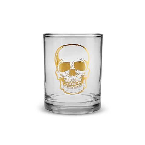 Karaca Halloween Skull Glass Tumbler Glass, 380ml, Transparent Gold