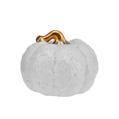 Karaca Halloween Pumpkin Ceramic Decorative Trinket, 17cm, White Gold