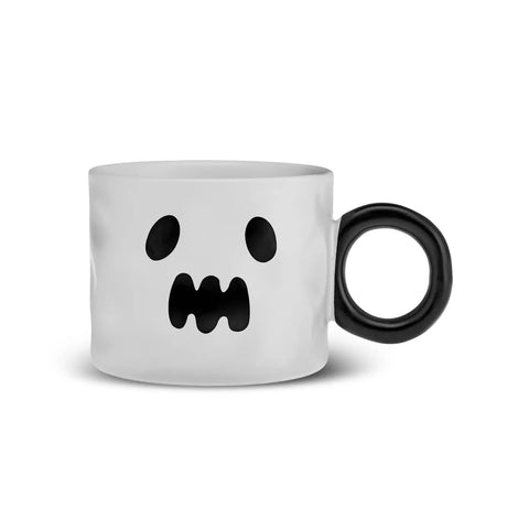 Karaca Halloween Ghost Ceramic Mug, 10cm, White Black