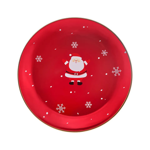 Karaca New Year Christmas New Generation Bone Golden Line Dinner Plate, 27cm, Red Multi