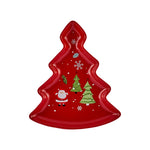 Karaca New Year Christmas New Generation Bone Golden Line Christmas Tree Decorative Plate, 21cm, Red Multi