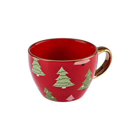 Karaca New Year Christmas New Generation Bone Golden Line Mug, 325ml, Red Multi