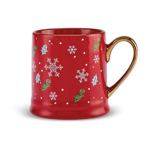 Karaca New Year Christmas New Generation Bone Golden Line Mug, 355ml, Red Multi