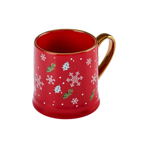 Karaca New Year Christmas New Generation Bone Golden Line Mug, 355ml, Red Multi