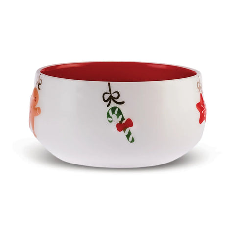 Karaca New Year Christmas New Generation Bone Snack Bowl, 11cm, White Red