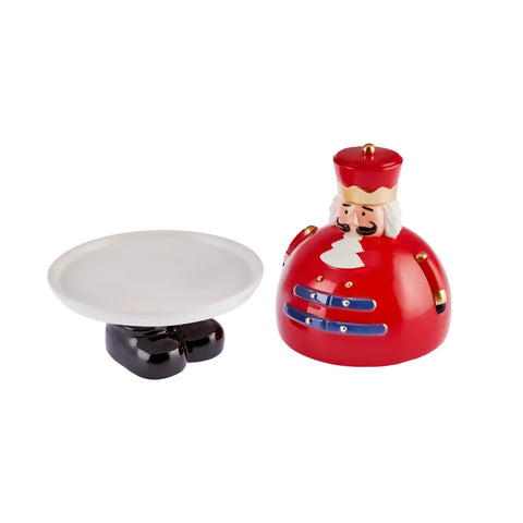 Karaca New Year Christmas Nutcracker Cake Stand, 22cm, Red Multi