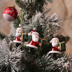 Karaca New Year Christmas Santa with Gift Tree Decoration Set, 3 Piece, 8.5cm, Red Multi