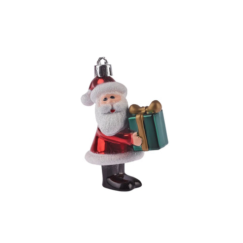 Karaca New Year Christmas Santa with Gift Tree Decoration Set, 3 Piece, 8.5cm, Red Multi