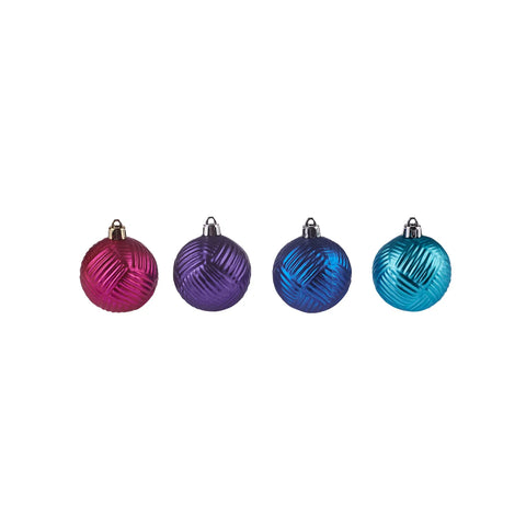 Karaca New Year Christmas Colourful Tree Bauble Set, 12 Piece, 6cm, Multi