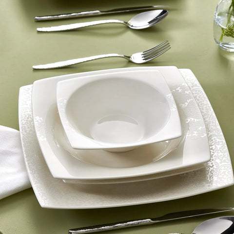 Karaca New Flava 24-Piece Porcelain Dinner Set for 6 People, White