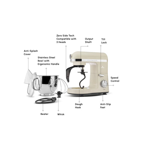 Karaca Mastermaid Chef Pro Zero Side Tech Stand Mixer, 5L, 1750W, Iconic Beige